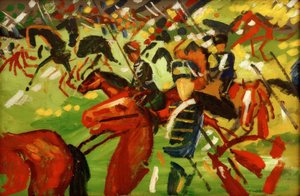 伸ばしたハッサー 作： August Macke